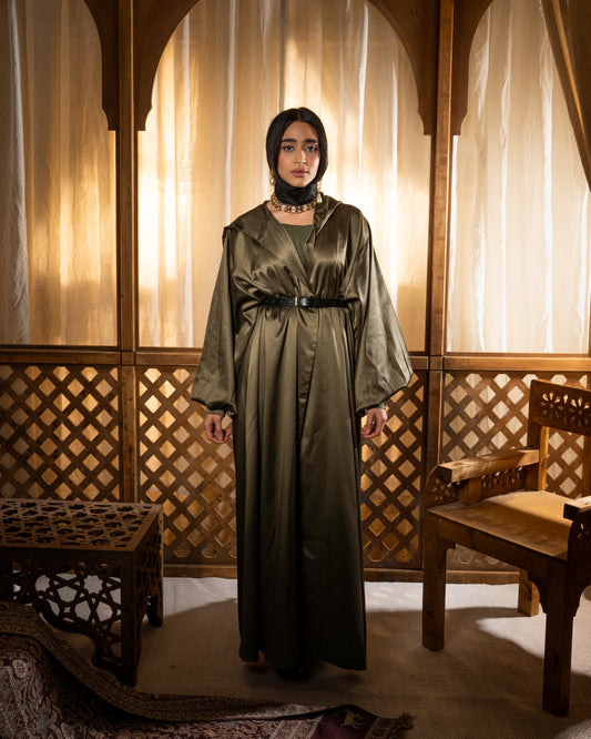 Satin Olive Abaya